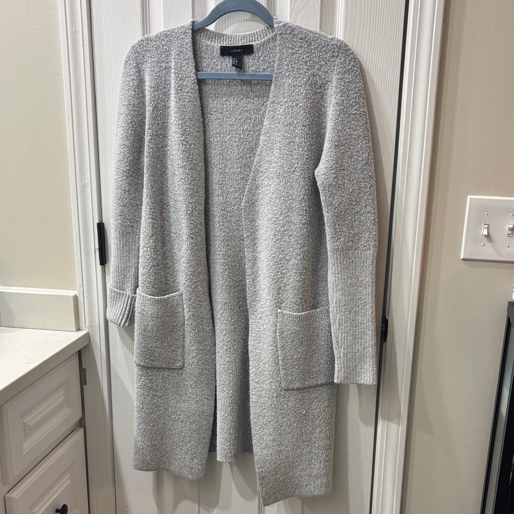 Women's Gray Open Front Sweater